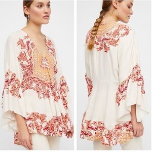 Free People Y2K Sunset Babydoll Top Asymmetrical Medallion India Fairy Gypsy S